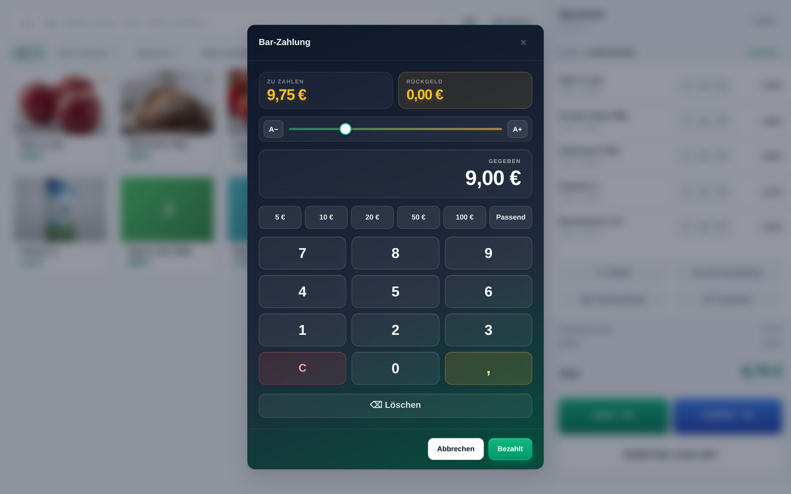 Quill Bar-Zahlung mit Numpad